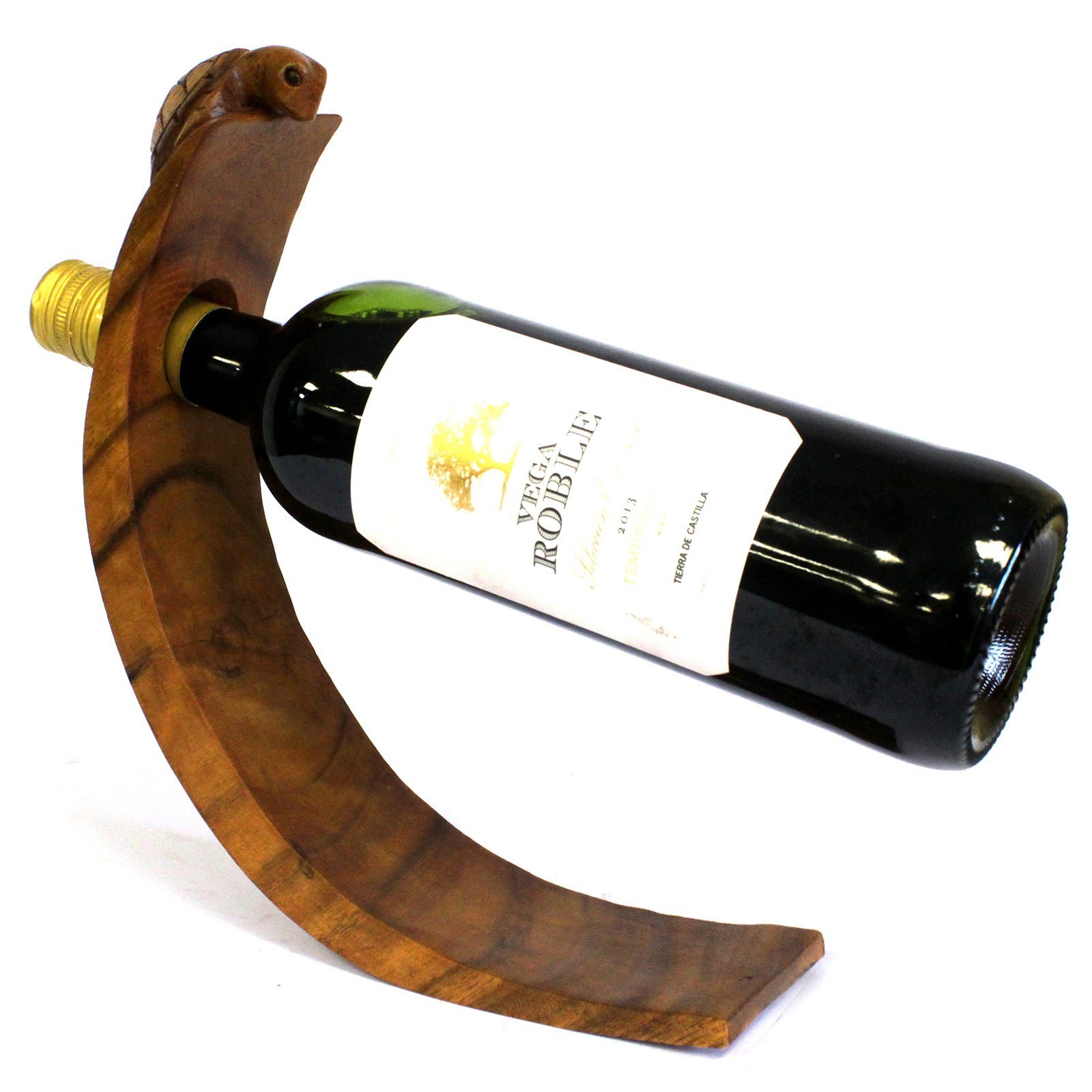 Lesen nosilec za vino iz suar lesa – želva - slika 3