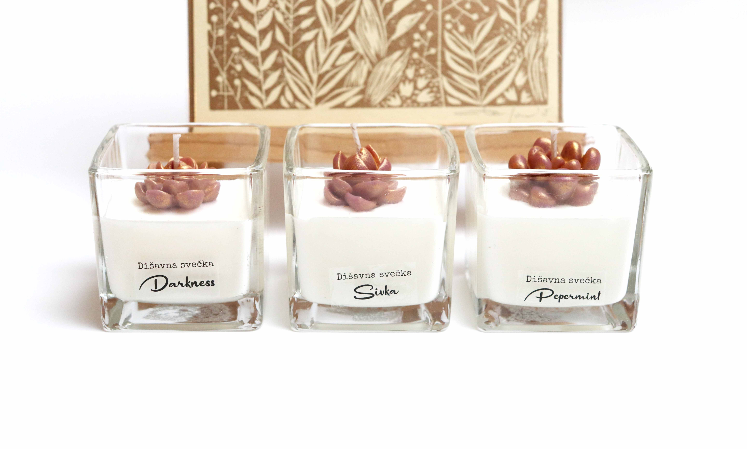 Darilni paket: zlata grafika Mešani občutki in dišavna svečka Darkness - slika 5